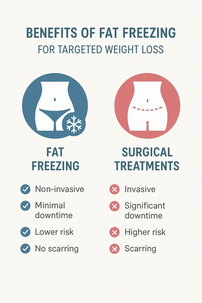 graphic showing the benefits of fat freezing Custom House