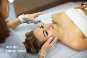 Woman having Hi-Fu to reduce wrinkles Custom House.